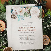 White Rose Winter Wedding Rehearsal Dinner Kaart