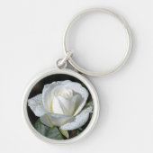 White Rose with Dew Sleutelhanger (Voorkant)