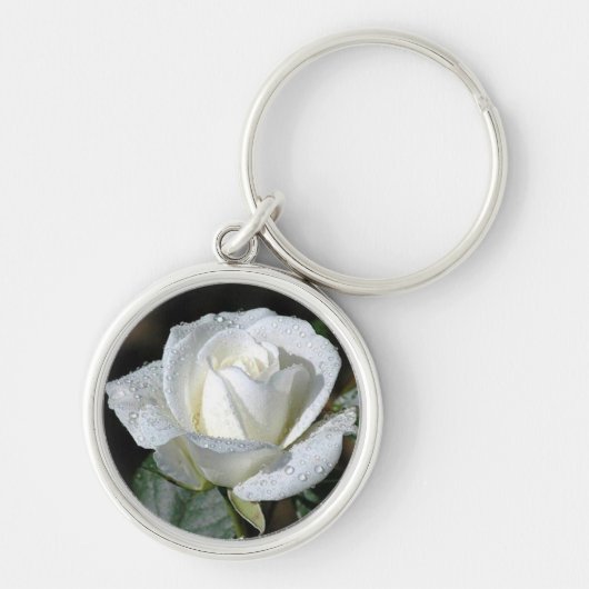 White Rose with Dew Sleutelhanger (Voorkant)