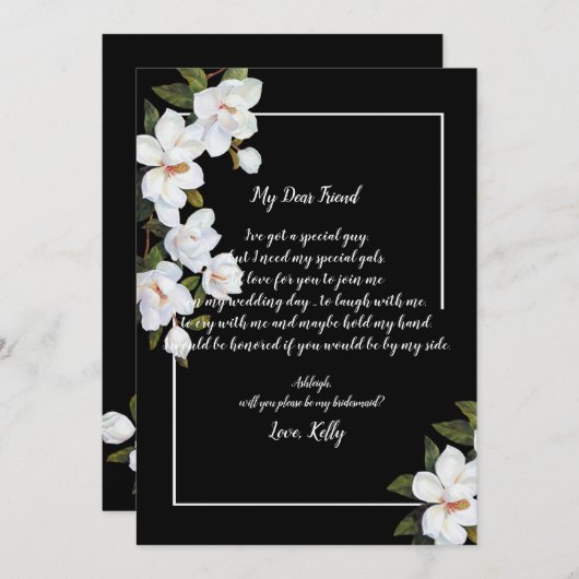  White Rose wordt mijn bruidsmeisje Kaart (Voorkant / Achterkant)