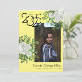 White Rose Yellow Photo Afstuderen Aankondiging (Staand voorkant)