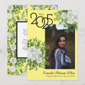 White Rose Yellow Photo Afstuderen Aankondiging (Voorkant / Achterkant)