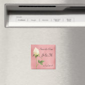 White Rosebud Custom Save the Date Magnet (Insitu (Vaatwasser))