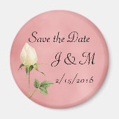 White Rosebud Custom Save the Date Magnet (Voorkant)