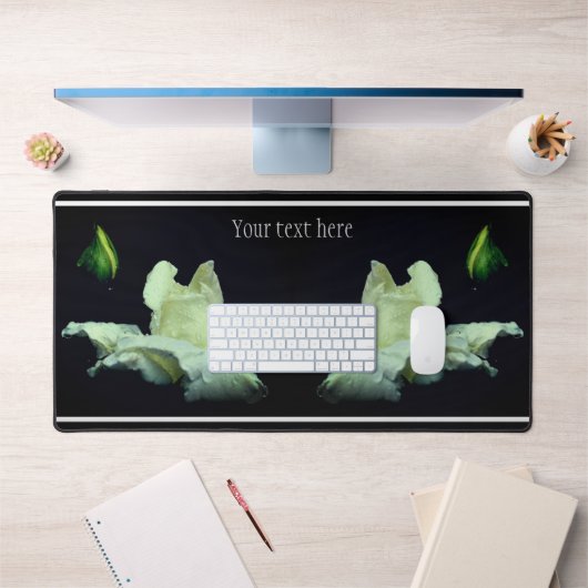 White Rosebud Flower Personalized Bureaumat (Kantoor 1)