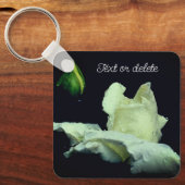 White Rosebud Flower Personalized Sleutelhanger (Voorkant)