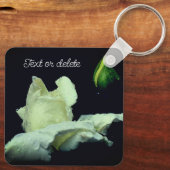 White Rosebud Flower Personalized Sleutelhanger (Achterkant)