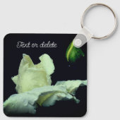White Rosebud Flower Personalized Sleutelhanger (Achterkant)