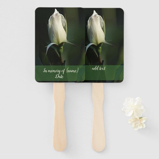 White Rosebud Handwaaier (Voorkant en achterkant)