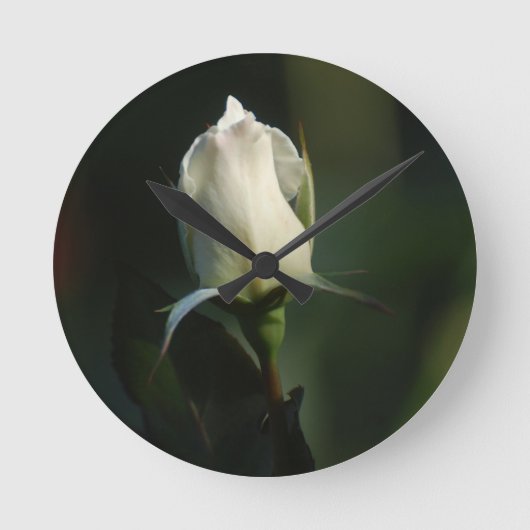 White Rosebud Ronde Klok (Voorkant)