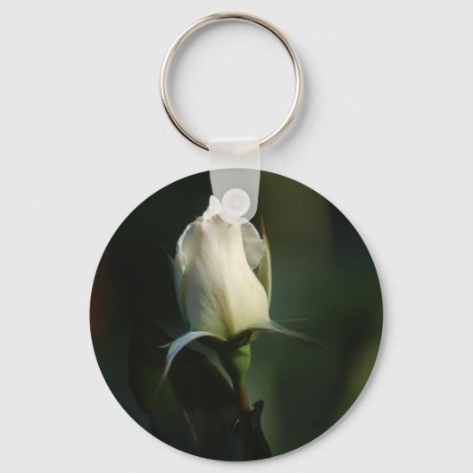 White Rosebud Sleutelhanger (Voorkant)