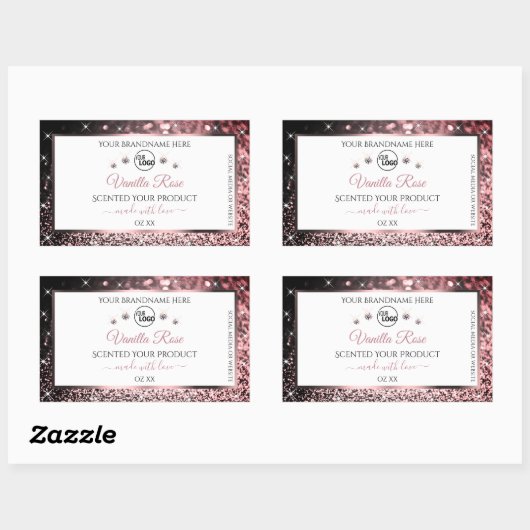 White Rosegold Glitter Product Label Logo Diamonds (Vel)