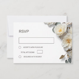 White Roses 3D Flowers RSVP Kaartje