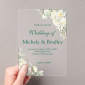 White Roses Acrylic Wedding Invitation Acryl Uitnodigingen (Insitu (Draagbaar))