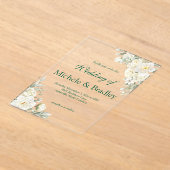 White Roses Acrylic Wedding Invitation Acryl Uitnodigingen (Laagn)