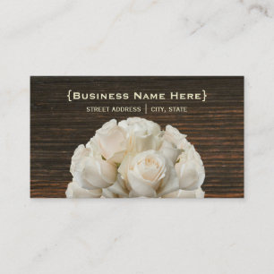 White Roses and Barnwood Biz Card Visitekaartje