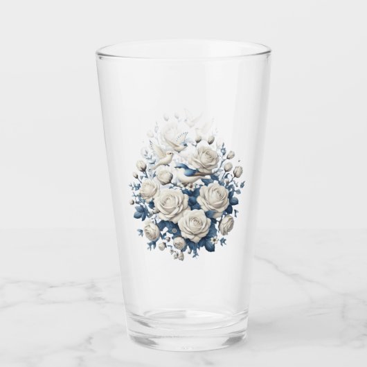 White Roses And Birds Glas (Voorkant)