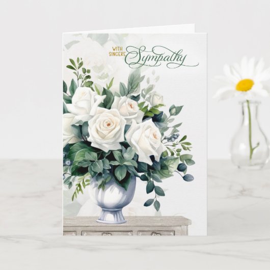 White Roses and Butterflies Sympathy Kaart (Kleine Plant)