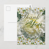 White Roses and Chrysanthemum Wedding Bedankt Briefkaart (Voorkant / Achterkant)