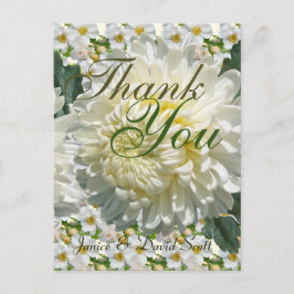 White Roses and Chrysanthemum Wedding Bedankt Briefkaart