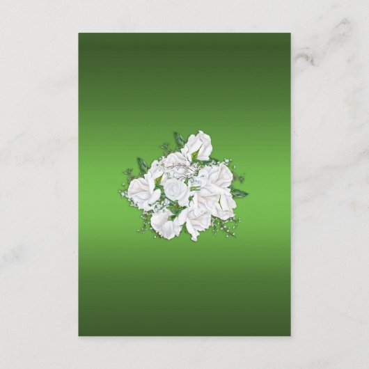 White Roses and Emerald Green Wedding Reception Informatiekaartje (Achterkant)
