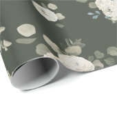 White Roses and Eucalyptus Winter Festival Cadeaupapier (Rol Hoek)