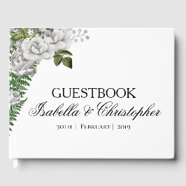White Roses and Ferns Wedding Guestbook Gastenboek