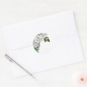 White Roses and Ferns Wedding Ronde Sticker (Envelop)