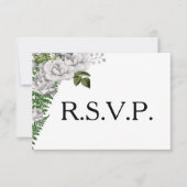 White Roses and Ferns Wedding RSVP (Voorkant)