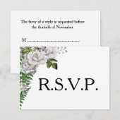 White Roses and Ferns Wedding RSVP (Voorkant / Achterkant)