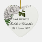 White Roses and Ferns Wedding Save the Date Keramisch Ornament (Achterkant)