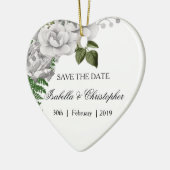 White Roses and Ferns Wedding Save the Date Keramisch Ornament (Links)