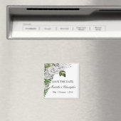 White Roses and Ferns Wedding Save the Date Magneet (Insitu (Vaatwasser))