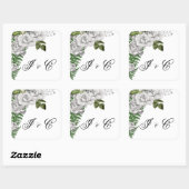 White Roses and Ferns Wedding Vierkante Sticker (Vel)