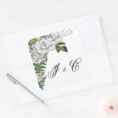 White Roses and Ferns Wedding Vierkante Sticker (Envelop)