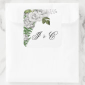 White Roses and Ferns Wedding Vierkante Sticker (Tas)