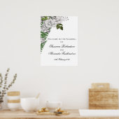 White Roses and Ferns Wedding Welcome Poster (Keuken)