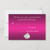 White Roses and Fuchsia Pink Wedding RSVP Kaartje (Achterkant)
