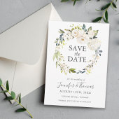 White Roses and Hydrangeas Floral Save the Date