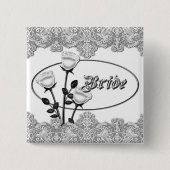 White Roses and Lace Bride Button (Voorkant)