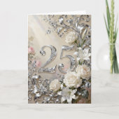 White Roses and Lilies Silver Anniversary Kaart (Voorkant)