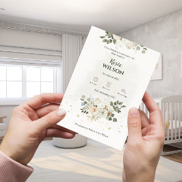 White Roses Baby Announcement Kaart