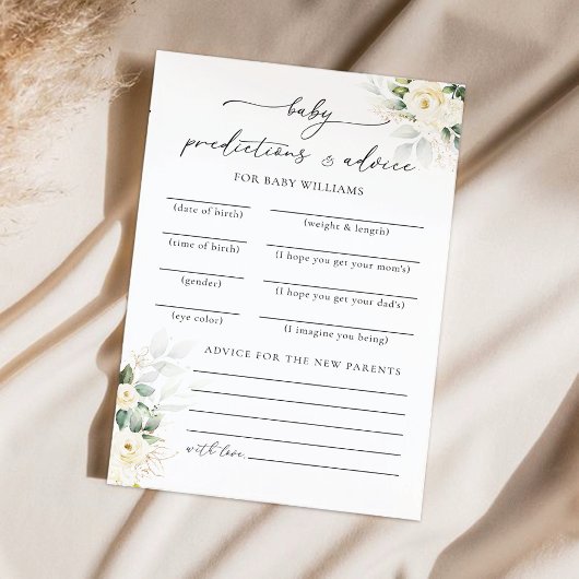 White Roses Baby shower voorspellingen Kaart