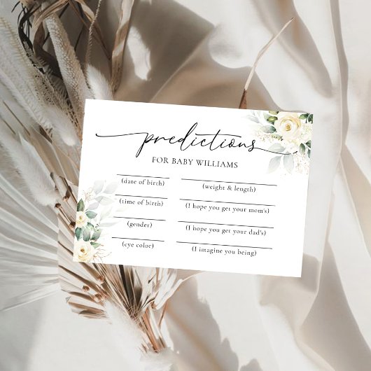 White Roses Baby shower voorspellingen Kaart