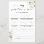 White Roses Baby shower voorspellingen Kaart (Voorkant)