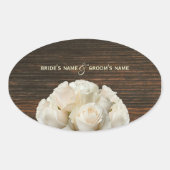 White Roses & Barnwood Bruiloft Sticker (Voorkant)