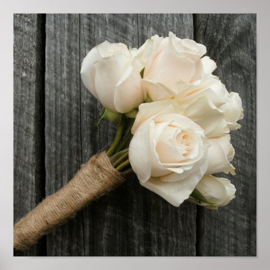 White Roses & Barnwood Poster (Voorkant)