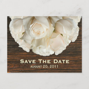 White Roses & Barnwood Save The Date Briefkaart