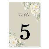 White Roses Beige Table Number Kaart (Achterkant)