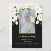 White Roses Black Foto Funeral Memorial Poem Card Bedankkaart (Voorkant)